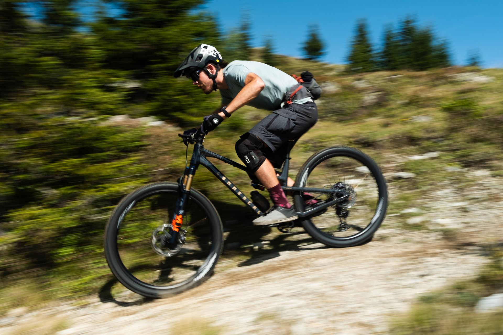 Frank, co-founder and guide, riding a trail in the Klosters mountains